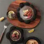Black Cement Tableware Dinner Plate stone Sashimi sushi Disc Dry Ice Tray Plate Dessert Plates Dim Sum Dish Steak Plates