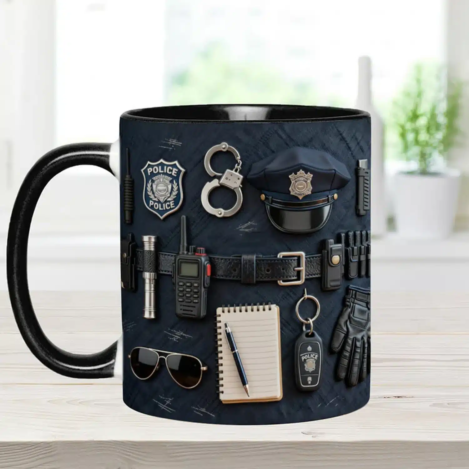 【Police Gift】Custom Name Ceramic Mug with Police Badge Logo - Personalized Officer's Day Present