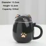 Creative Cartoon Black/White Lucky Cat With Cover Filter Tea Water Separation Office Cup Household Gifts Personal Mug, 1Pc