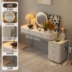 Modern dressing table with mirror and two drawers in white painted finish for bedroom use