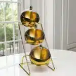 Stainless Steel Oblique mouthed Sauce golden Bowl rack Hot Pot Buffet Seasoning basket Jar dish Container Salad Spherical