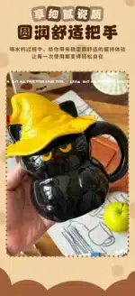 450ml Dreamy Ghost Cat Ceramic Mug with Lid – Cartoon Anime Style Couples' Cup/Holiday Gift, Unisex Cute Drinkware – in a
