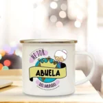 Best Grandfather & Grandmother In The World French Print Enamel Mugs Drink Milk Coffee Cup Camping Mug Gift for Abuelo