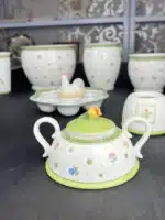 German tableware Easter series hen soup flat salad plate – close-up detail