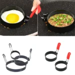 Non Stick Round Egg Ring Mold with Handle for Frying and Cooking Perfect Breakfast Eggs Pancakes and More Kitchen Cooking