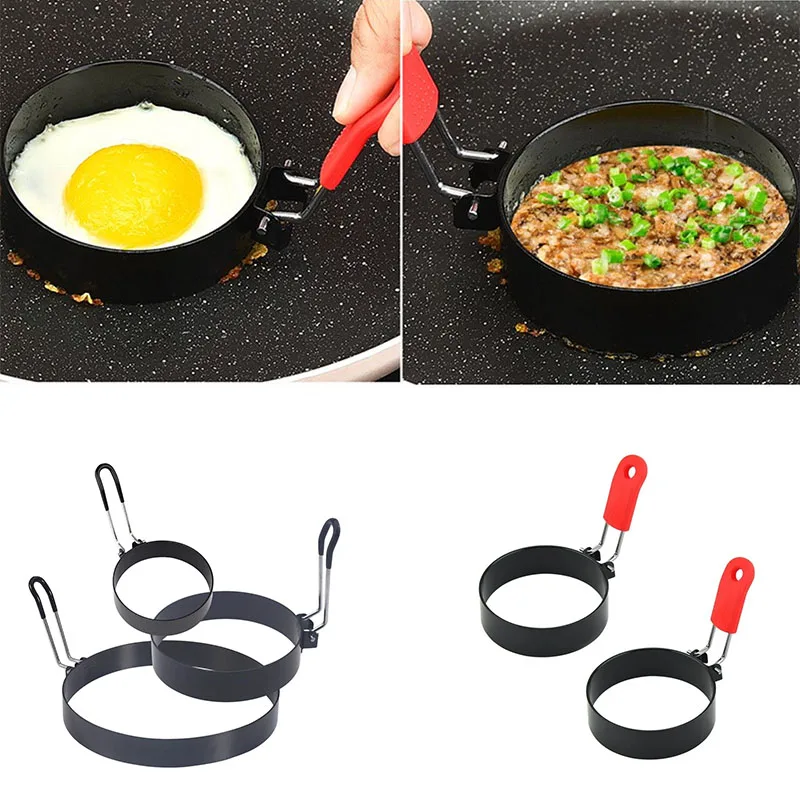Non Stick Round Egg Ring Mold with Handle for Frying and Cooking Perfect Breakfast Eggs Pancakes and More Kitchen Cooking Tools