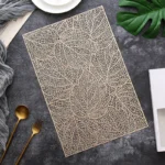 6/4pcs Rectangular Leaf Shape PVC Placemat Bronzing Hollow Table Mat Nordic Style Table Decoration Mat Tea Coffee Table Pad