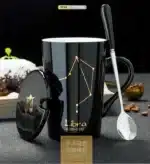 12 Constellations 420 Ml Ceramic Mugs Creative Mugs With Spoon Lid Black Mug New Bone China Coffee Cup Drinkware Couples