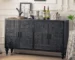 Elegant solid wood buffet cabinet with storage featuring open shelves and drawers