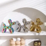 Vilead Ceramic Plating Balloon Dog Orange Figurines Animal Statue Handmade Sculpture Gold Sliver Modern Living Room Desk