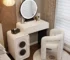 Goldoma modern white dressing table with mirror and three drawers in a bright room