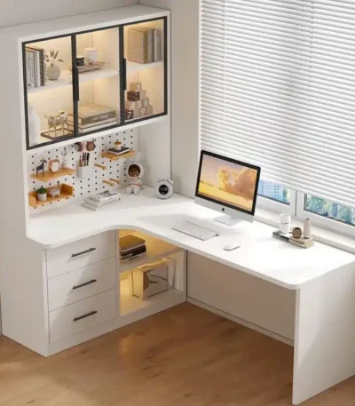 L Shaped Bookcase Integrated Computer Desk Corner Student Bedroom Home Simple Office Writing Desktop E-sports Computer Table