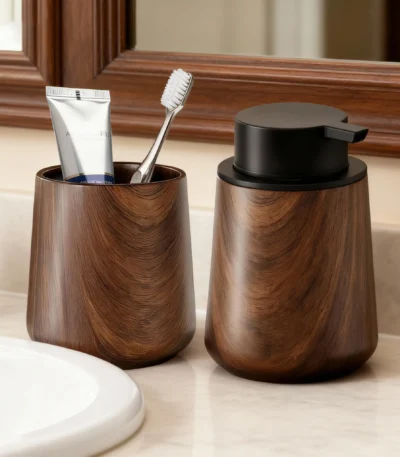 2Pcs/set Hand Soap and Toothbrush Holder Cup, Bathroom Accessories Sets Foam Soap Dispenser and Wash Cup