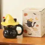 450ml Dreamy Ghost Cat Ceramic Mug with Lid – Cartoon Anime Style Couples' Cup/Holiday Gift, Unisex Cute Drinkware – base