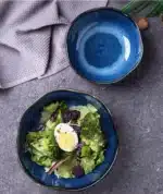 1 Pcs Bone China Bowl Tableware Blue Janpan Rice Soup Dinner Service Retro Ceramic Dinnerware Restaurant Home Kitchen