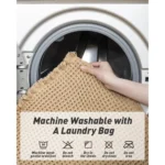 Upgraded Super Absorbent Non Slip Waffle Bath Mat Soft Rubber Backed Bathroom Rug with Tassels Machine Washable Brown - Image 6
