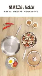 Uncoated 22-32cm frying pan, metal stainless steel frying pan, steak frying pan – styled in a modern Pots & Pans setting
