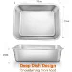 Thickened Stainless Steel Deep Pan Multifunction Roast Chicken Salad Cake Cookie Bakeware for Brownie Bread Meat Baking Pan
