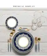 European Geometric Pattern Ceramic Dinner Plate Restaurant Hotel Tableware Bone China Dishes Steak Pasta Plate Kitchen