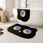 Cute Black Cat Shaped Quick-Dry Diatomaceous Earth Bath Mat Funny Cat Lovers Soft Diatom Mud Absorbent Floor Mat – in a cozy