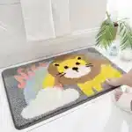 40*60cm Bath Mat Cute Lion Dinosaur Crocodile Bathroom Carpet Flocking Waterproof Non-Slip Shower Rug Entrance Door Foot