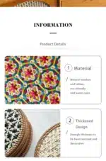 Hand Woven Round Placemat INS Table Decors Rattan weaving TableMats for Dining Room – base detail