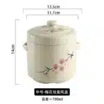 Ceramic Stew Pot Japan Plum Blossom Stew Bowl Double Lid Stewed Bird's Nest Steamed Egg Double Handle Egg Cup Kitchen