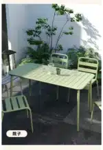 Outdoor Metal Dining Table – Simple Waterproof Table for Patio & Garden – side view