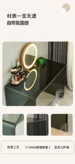 Minimalist vanity desk with drawers and mirror - Goldoma modern dressing table with stool