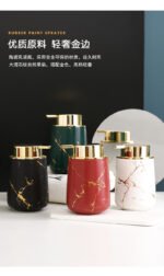 Matte Gold Ceramics Bathroom Set Decor Soap Dispenser Toothbrush Holder cup Soap Dish tray Mouthwash Cup bathroom Washing