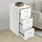 6 Drawer File Cabinet with Lock, Vertical Filing Storage Cabinets with Wheels Metal Rolling Organizer for Home Office Study