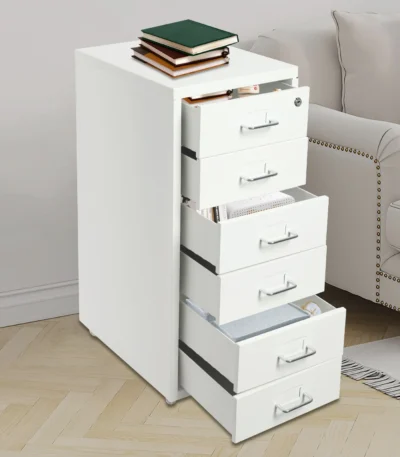 6 Drawer File Cabinet with Lock, Vertical Filing Storage Cabinets with Wheels Metal Rolling Organizer for Home Office Study