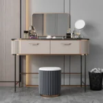 Goldoma Minimalist Stone Tabletop Dresser with Storage & Mirror – top view
