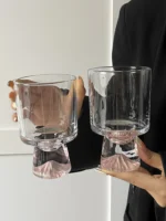Pink Mountain Glass Cup Creative High Foot Drink Cup Coffee Cup Sweet Cone Cup Wine Cup Elegant Sensation Unique Small Batch