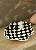 Ceramic Tray Checkerboard Jewelry Storage Plate Ring Earing Dessert Plate Home Decoration Retro Desk Organizer Kitchen