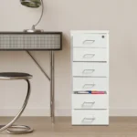 6 Drawer File Cabinet with Lock, Vertical Filing Storage Cabinets with Wheels Metal Rolling Organizer for Home Office Study