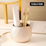 Rose gold ceramic wash bathroom Accessories set hotel bathroom wash Soap set dish lotion bottle mouth wash cup Toothbrush