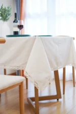 Nordic White Tablecloth Cotton Linen Map Rectangle Round Table Cloth Soft Cover Lace Tassel Outdoor Picnic Blanket for