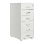 6 Drawer File Cabinet with Lock, Vertical Filing Storage Cabinets with Wheels Metal Rolling Organizer for Home Office Study