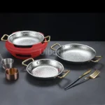 Commercial crayfish plate Flat bottom stewed rice pot Double ear frying pan hotpot 304 stainless steel Spanish seafood rice