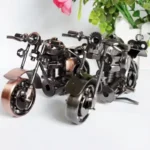Vintage Motorcycle Model Retro Motor Figurine Iron Motorbike Prop Handmade Boy Gift Kid Toy Home Office Decor Desk