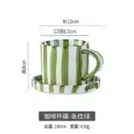 Simple Striped Ceramic Teacup Hotel Café Porcelain Coffee Cup 280ml Office Mug Breakfast Bread Dessert Mug Gift Table