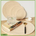 Rope Woven Thermal Insulation Placemat, Home Kitchen Cotton Meal Mat, Dining Table Decor, Cup Coaster, Pot Pad, Europe,