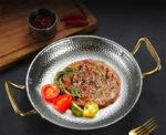 304 stainless steel Spanish seafood rice pot Commercial crayfish plate Flat bottom stewed rice pot Double ear frying pan