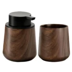 2Pcs/set Hand Soap and Toothbrush Holder Cup, Bathroom Accessories Sets Foam Soap Dispenser and Wash Cup – in a cozy room