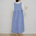 Korean Fresh Cotton Plaid Apron Side Slit Tie Gardening Vintage Apron Flower Shop Coffee Shop Restaurant Baking Apron – base