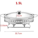 Stainless Steel Glass Serving Dish hot pot small chafing dish Food Warmer Buffet Luxury Golden Oval Hotel Wedding Chafing Dish - Image 9