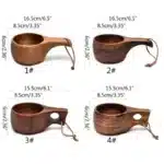 E5BB Finland Kuksa Portable Coffee Mug Acacia-Wood Handle Cowhide Rope Hook Juice Cup – base detail