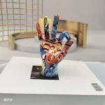 Graffiti Hand Gesture Statue Modern Art Colorful Hand Resin Figurine Finger Model for Home Desktop Office Decor – base detail