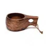 E5BB Finland Kuksa Portable Coffee Mug Acacia-Wood Handle Cowhide Rope Hook Juice Cup – side view